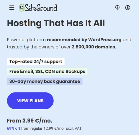 SiteGround.com kuponkód